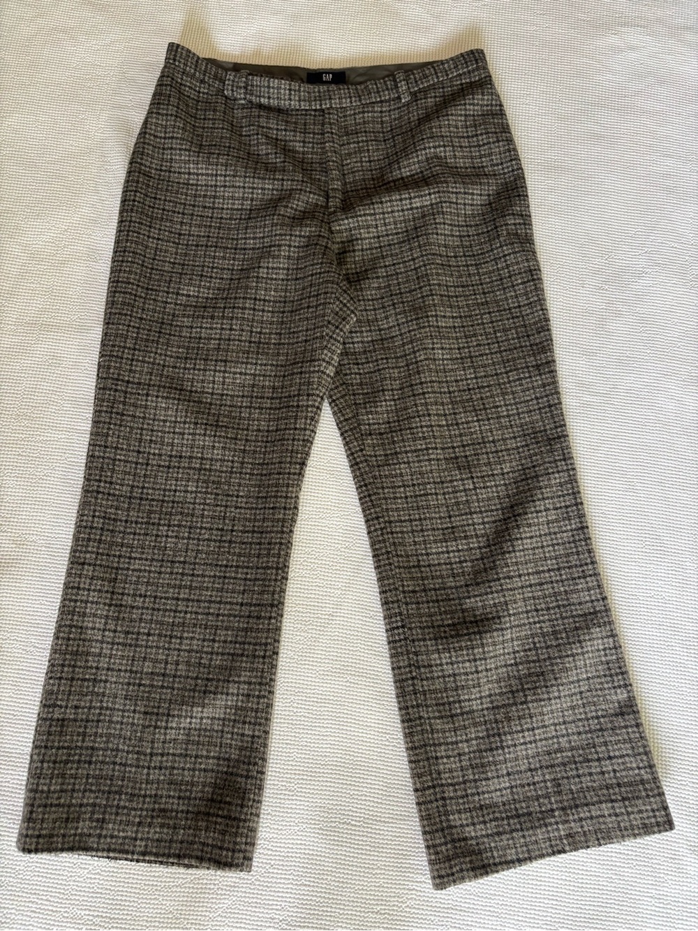 VNG GAP Curated Wide-Leg Cropped Trouser in Grey Glen Plaid Wool Women’s